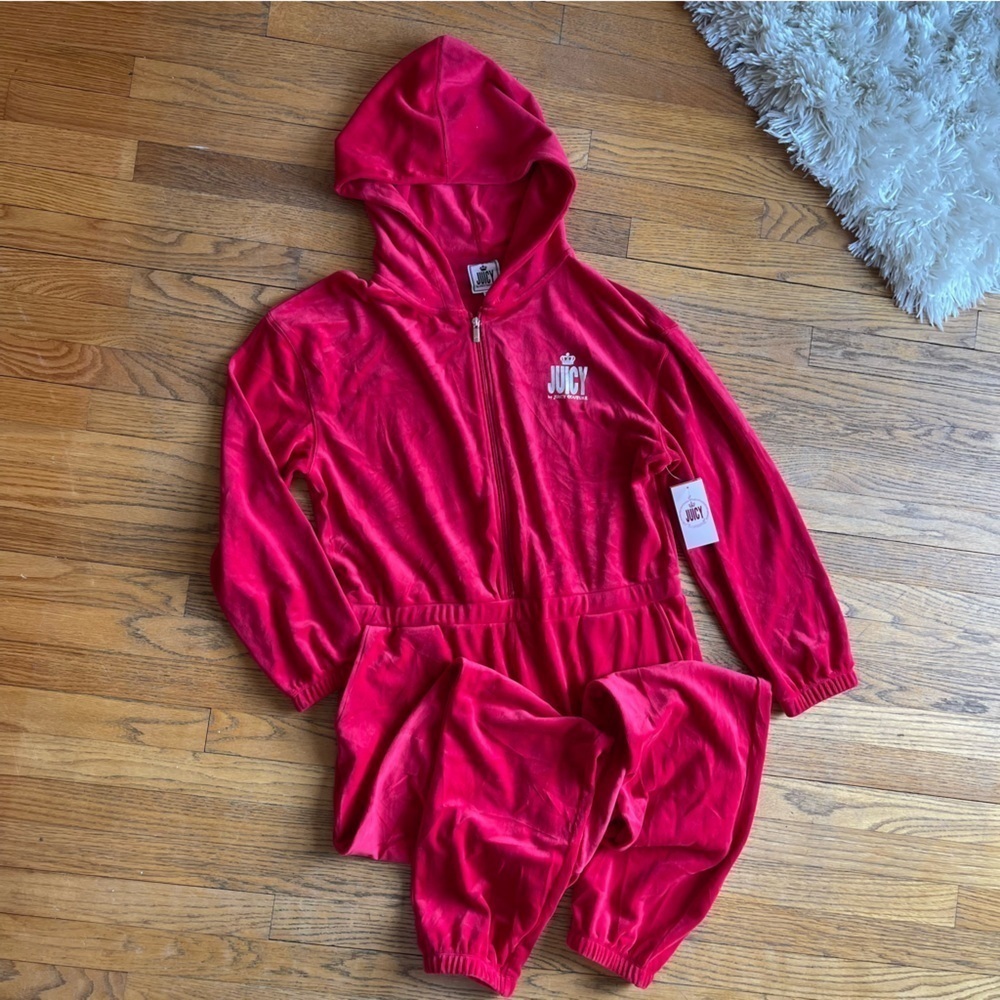 NEW Juicy Couture Velour One Piece Jumpsuit Flash Red Barbie Size XXL NWT - Picture 3 of 9